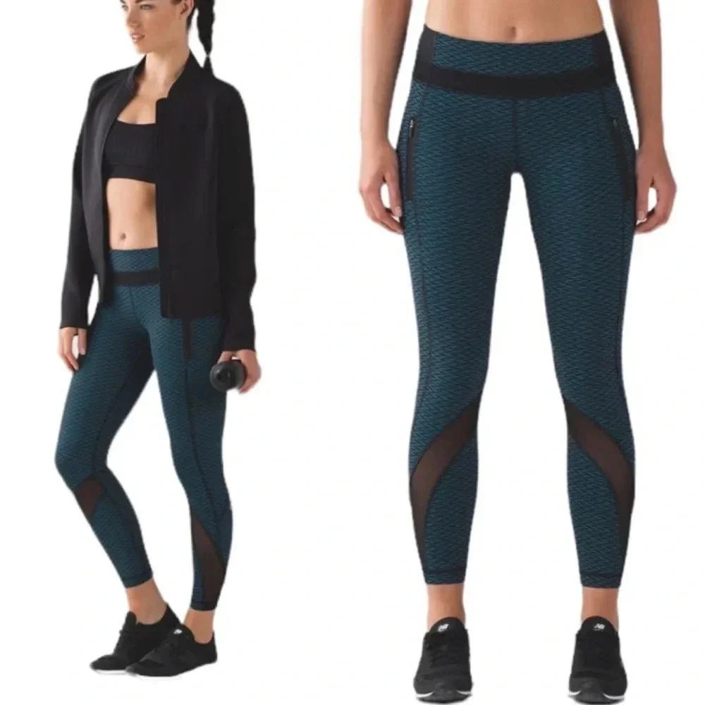 Lululemon Inspire Tight Score Jacquard Black Indian Ocean Black Size 6